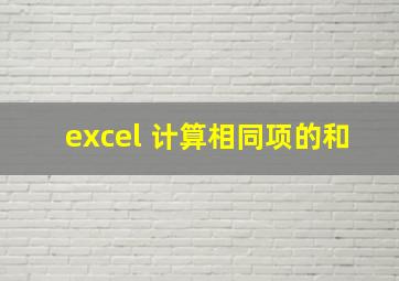 excel 计算相同项的和